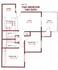 Floor plan for 2 beds, 2 baths, 825 sqft